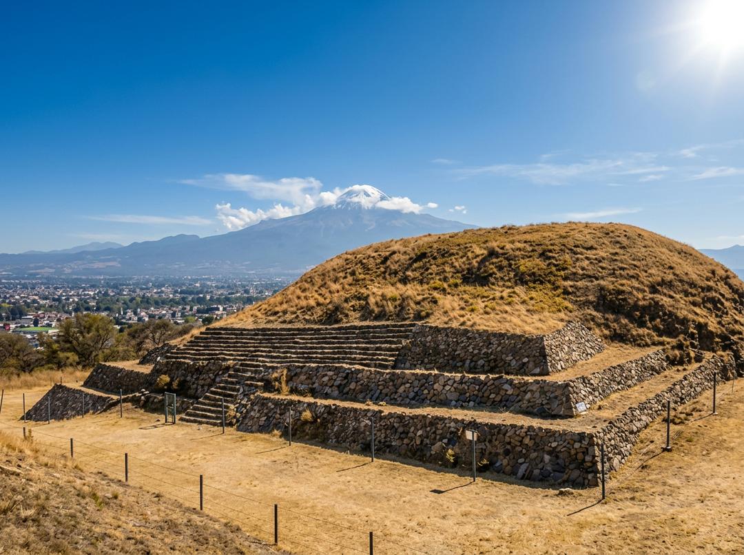 Vista panorámica desde el cerro Totolqueme hacia la Zona Arqueológica Los Cerritos